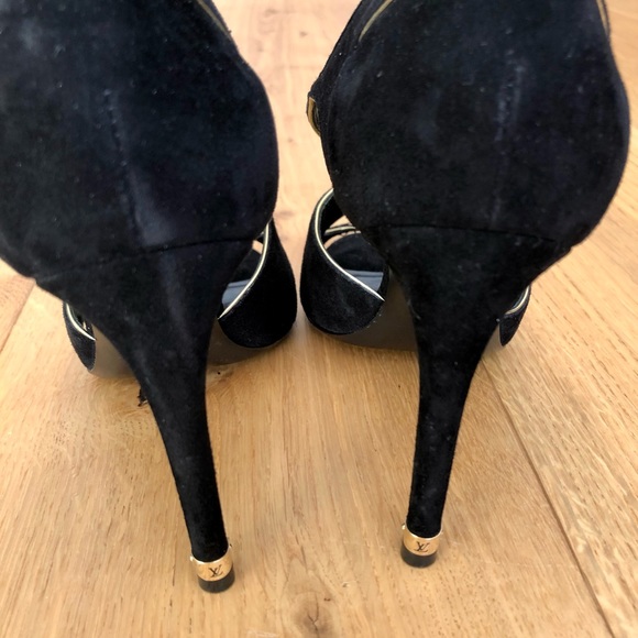 Louis Vuitton black suede strappy heels - Picture 10 of 10